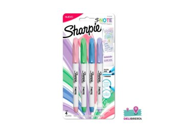 MARCADOR SHARPIE S-NOTE AL AGUA X4 UNIDADES PASTEL